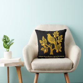 Julfägel i Päronträd Chic Svart Guld Jul Kudde