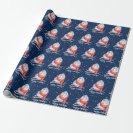 Julfågel med Escarf i Snöflingor Presentpapper