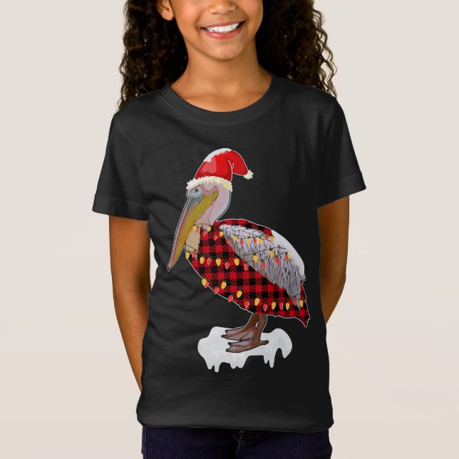 Julfågel Pelican Santa Hat Costume Bird Kärlek T Shirt (Framsida)