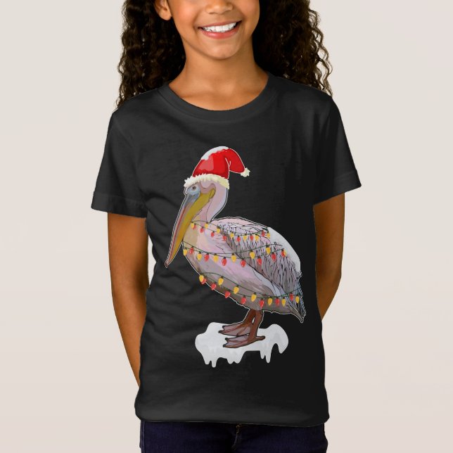 Julfågel Pelican Santa Hat Costume Bird Kärlek T Shirt (Framsida)