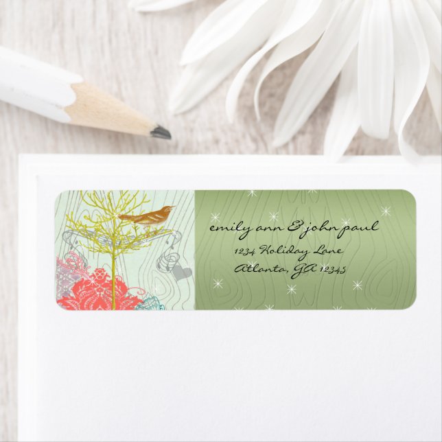 Julfågel-Returetiketter Returadress Etikett (Insitu)