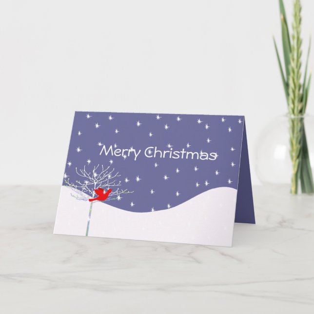 Julfågel Snö och Träd Ditt foto på insidan Helgkort (Framsida)