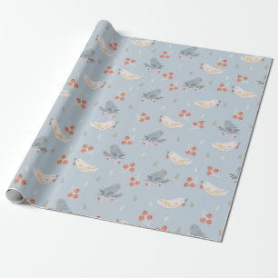 Julfågel Sömlös Mönster Presentpapper