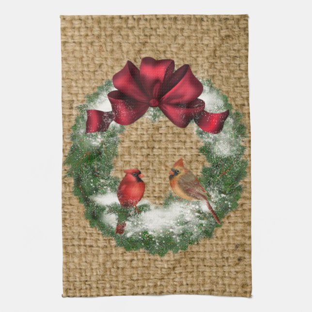 Julfågelland 16 x 24 tum kökshandduk (Vertikal)