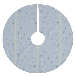 Julfåglar i träd i vintertid julgransmatta borstad polyester