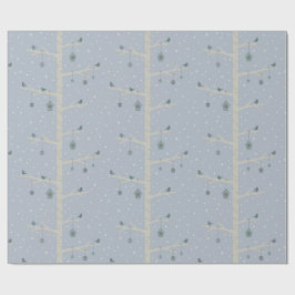 Julfåglar i träd i vintertid presentpapper