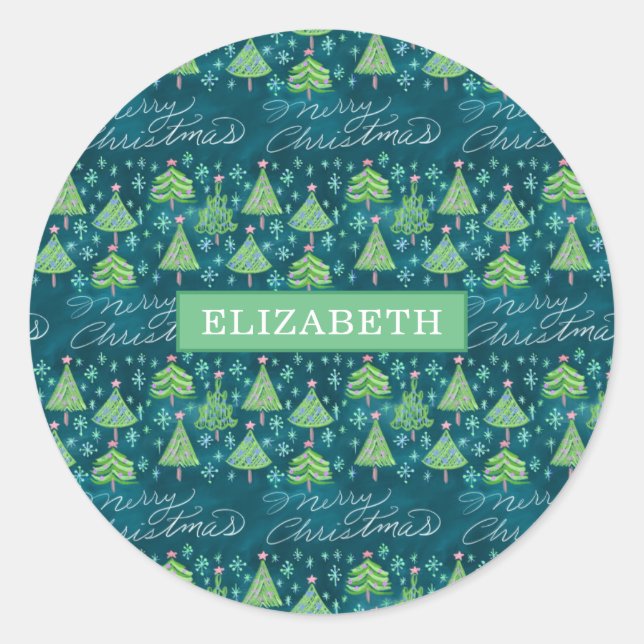 Julfäktning - Anpassningsbar Runt Klistermärke (Framsida)