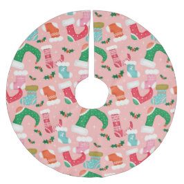 Julfalalala rosa - Stockings Julgransmatta Borstad Polyester