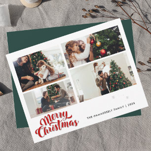 Julfamilj 4 Foton Festive Anteckningskort