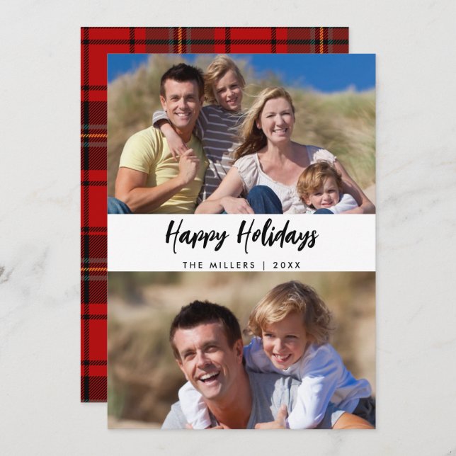 Julfamilj två Photo Play Julkort (Fram/baksida)