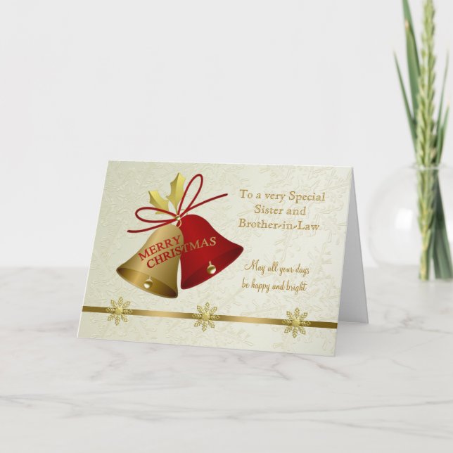 Julfamiljekort med klockor och snöflingor helgkort (Framsida)