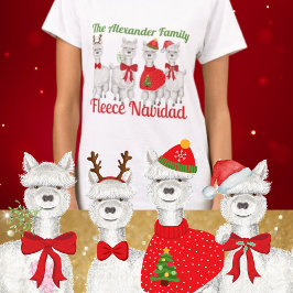 Julfamiljen Alpaca Ull Navidad T Shirt