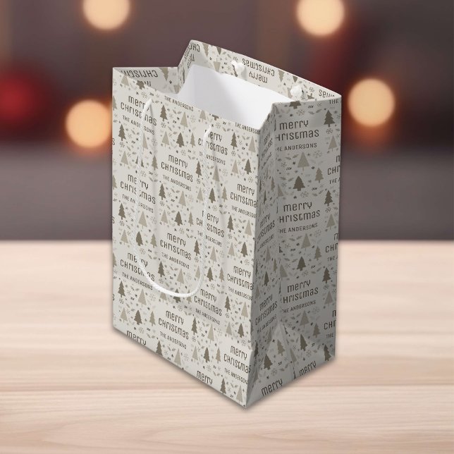 Julfamiljen Anpassningsbar Namn (Christmas Custom Family Name Medium Gift Bag)