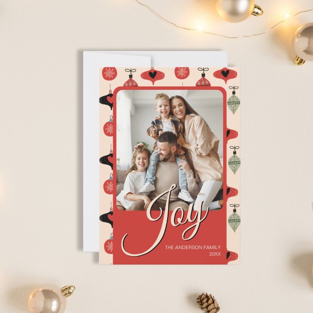 Julfamiljen Anpassningsbar Photo Red Julkort (Christmas Custom Family Photo Red Holiday Card)