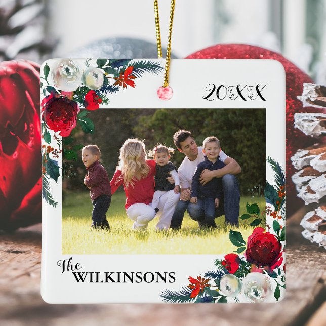 Julfamiljen Blommigt Bild Julgransprydnad Keramik (Skapare uppladdad)