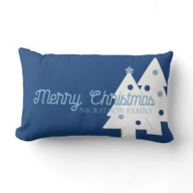 Julfamiljen Blue och White Lumbar Pillow