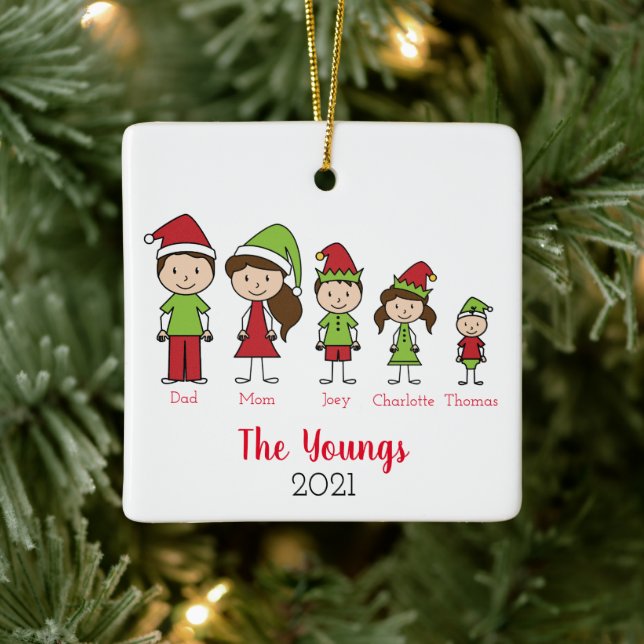 Julfamiljen Cute Personlig Julgransprydnad Keramik (Träd)