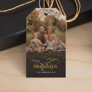 Julfamiljen Helgdagar Foto Festive Modern Presentetikett