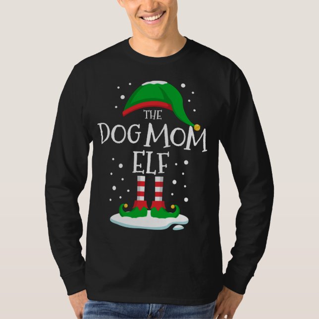 Julfamiljen Hund Elf som matchar Julafton T Shirt (Framsida)