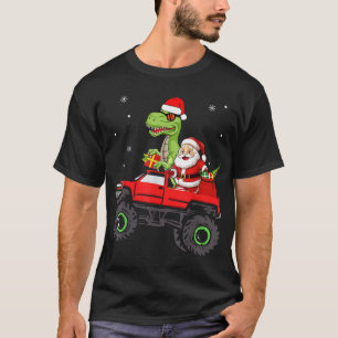 Julfamiljen Matching Santa Lastbil Dinosaur T Shirt