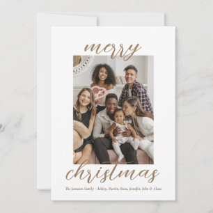 Julfamiljen Modern Guld Script Snyggt Julkort