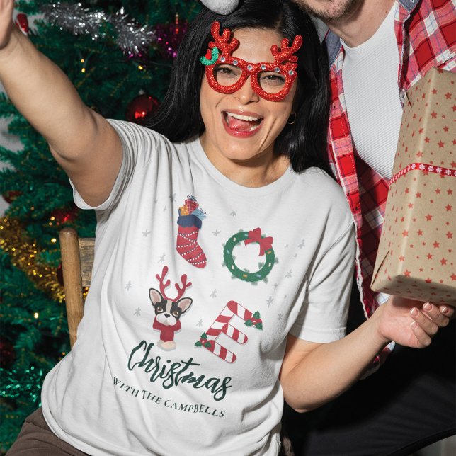 Julfamiljen Namn Matching Anpassningsbar T Shirt (Cute Family Christmas Custom Matching Tees)