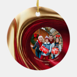 Julfamiljen Ornament-Red och Guld- Julgransprydnad Keramik