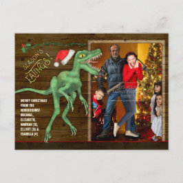 Julfamiljen Photo Funny Velociraptor Dinosaur Helg Vykort