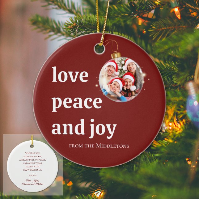 Julfamiljen Photo Kärlek Peace Joy Helgdag Julgransprydnad Keramik (Skapare uppladdad)