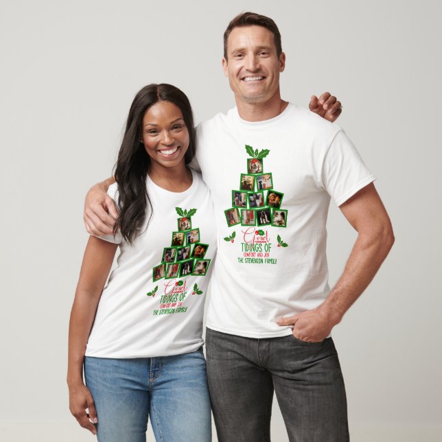 Julfamiljen Photo Personlig Helgdag T Shirt (Unisex)