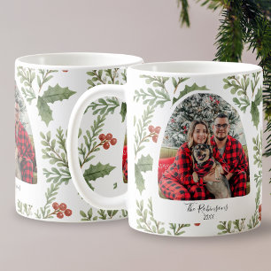 Julfamiljen Photo Typography Botanical Kaffemugg