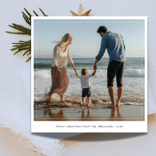 Julfamiljen Ram Photo Handwrite Beach Julkort