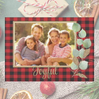 Julfamiljen Rustic Buffalo Play Glitter Kort