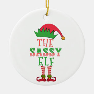 Julfamiljen Sassy Elf Matching Pajama Julgransprydnad Keramik