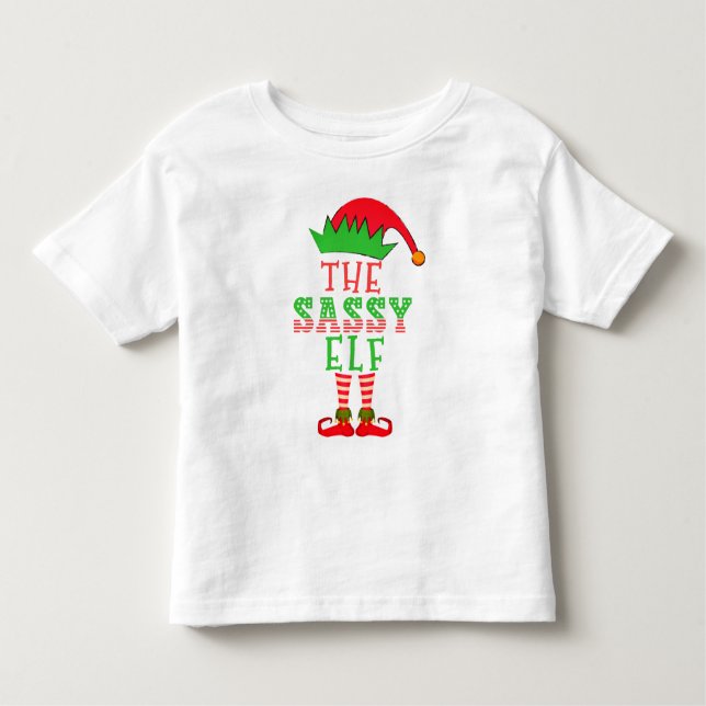 Julfamiljen Sassy Elf Matching Pajama T Shirt (Framsida)