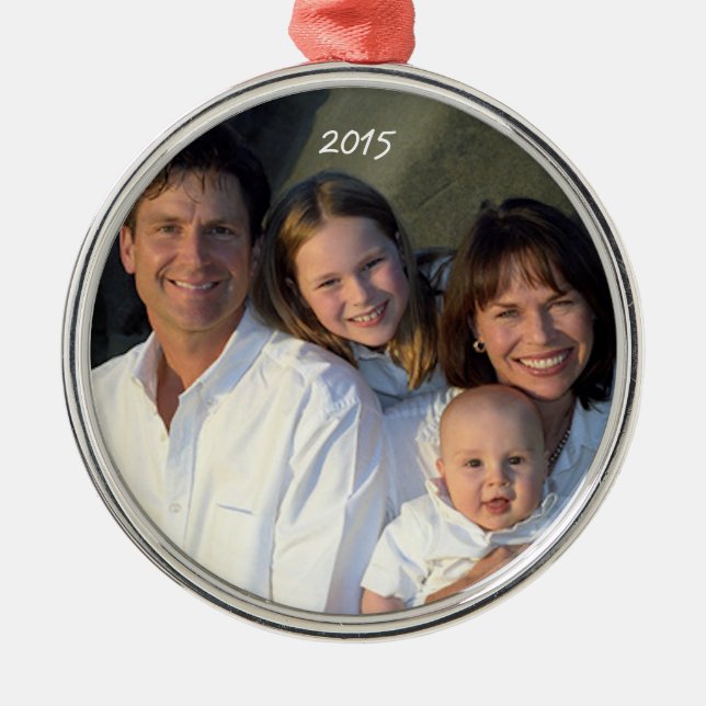 Julfamiljen Silver Metall - foto Ornament (Framsidan)