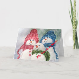 Julfamiljen Snögubbar Helgkort