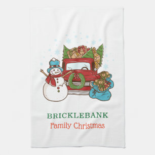 Julfamiljen Snögubbe Personlig Kökshandduk