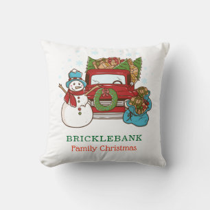 Julfamiljen Snögubbe Personlig Kudde