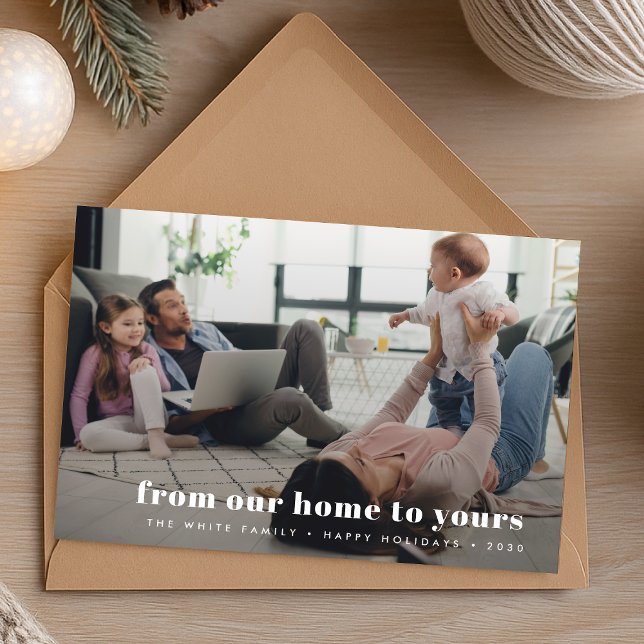 Julfamiljens foto | Från vårt hem till ert Julkort ("From our home to yours" informal holiday card with personal message on reverse)