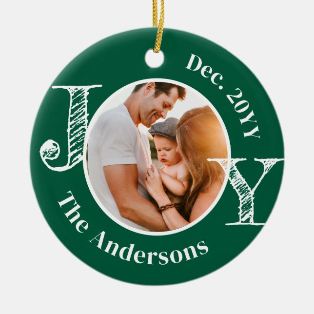 Julfamiljens foto Joy Modern Minimalist Julgransprydnad Keramik (Framsidan)