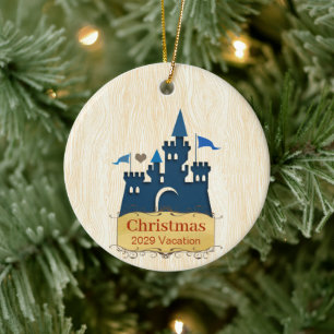 Julfamiljens foto med Castle på baksidan Julgransprydnad Keramik