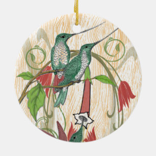 Julfamiljens foto-Vintage Hummingbird Julgransprydnad Keramik
