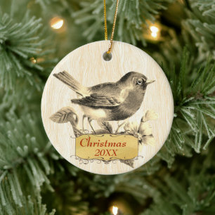 Julfamiljens foto-Vintage Lila Bird Julgransprydnad Keramik
