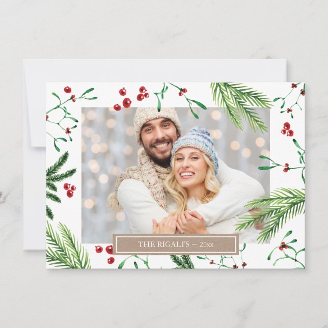 Julfamiljens fotohälsningskort julkort (Framsida)