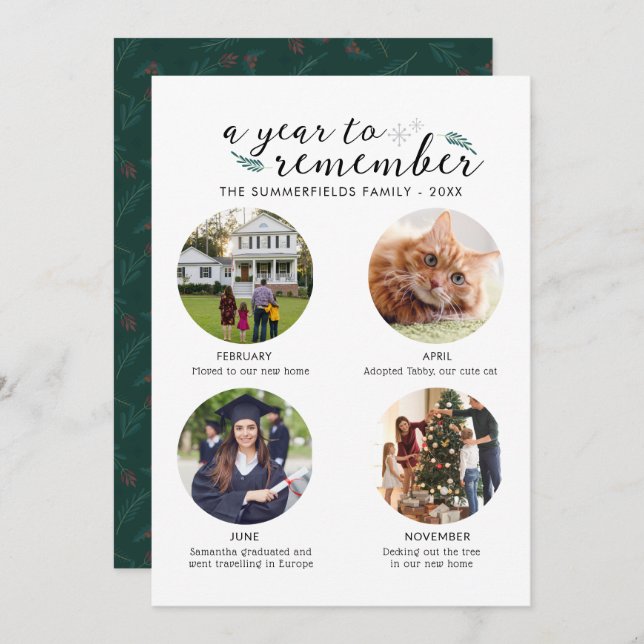 Julfamiljens fotokollage-år i Bilder Julkort (Fram/baksida)