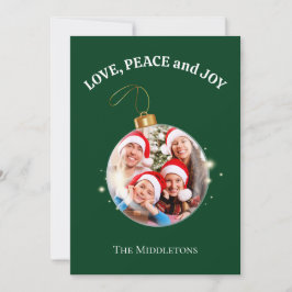Julfamiljens fotopto Kärlek Peace Joy-Helgdag-kort Julkort