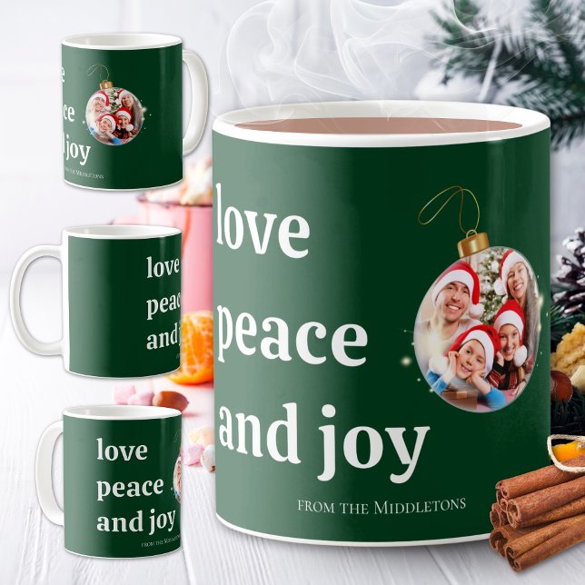 Julfamiljens fotopto Kärlek Peace Joy-Helgdag-kort Kaffemugg (Skapare uppladdad)