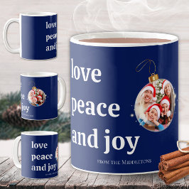 Julfamiljens fotopto Kärlek Peace Joy-Helgdag-kort Kaffemugg