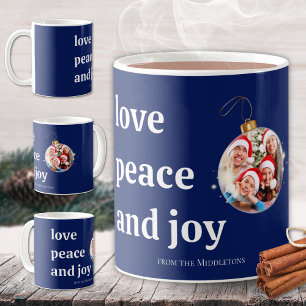Julfamiljens fotopto Kärlek Peace Joy-Helgdag-kort Kaffemugg